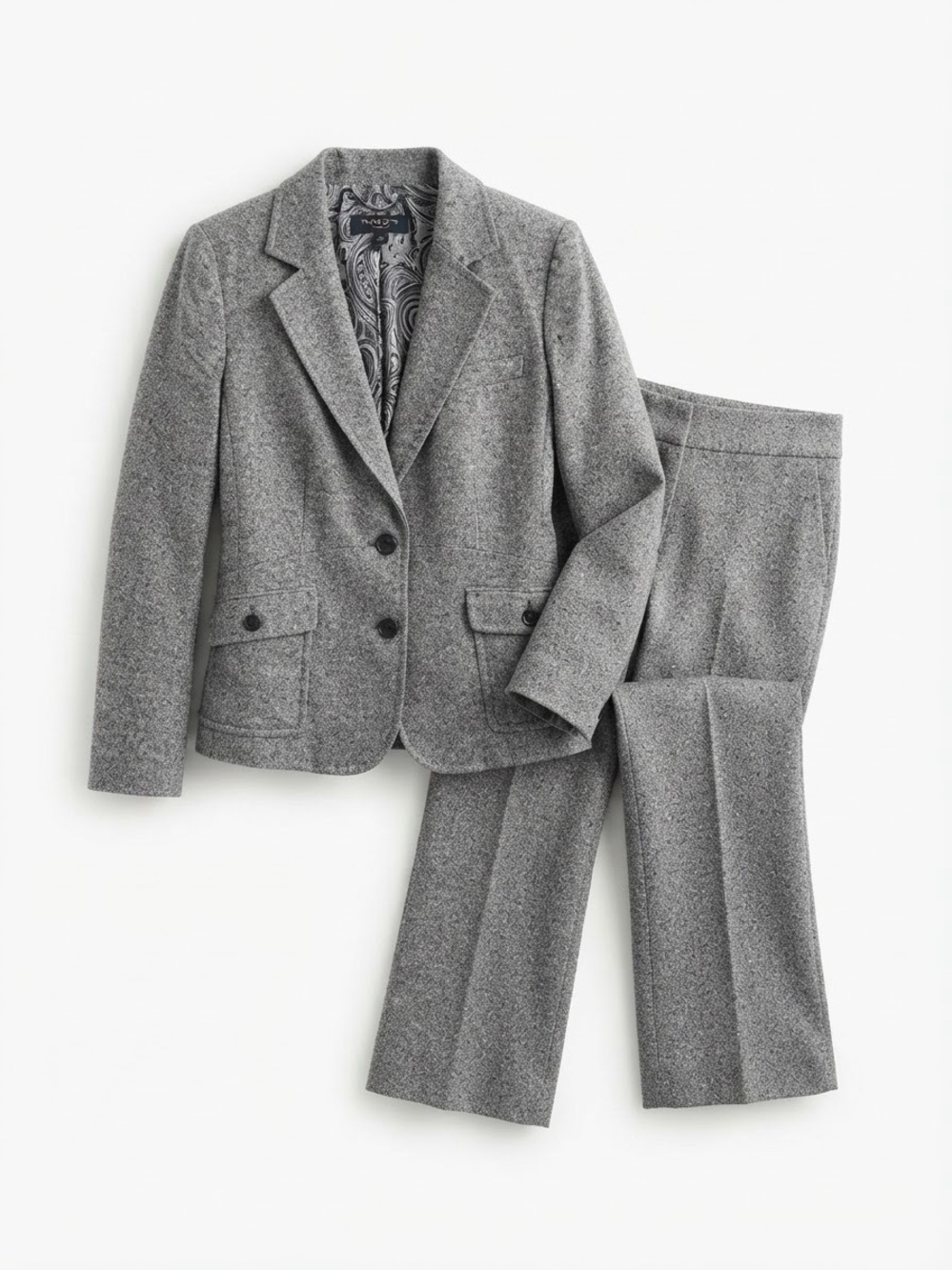 Talbots Women's Grey Two-Piece Wool blend Pantsuit 12P